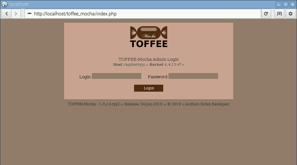 02 TOFFEE-Mocha WAN Emulator Raspberry Pi Login